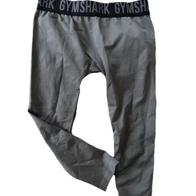Gymshark Leggings Womens Small Logo Waistband  Gray Workout Capri Mid Waisted
